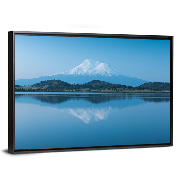 Snowy Mount Shasta Wall Art as a framed canvas