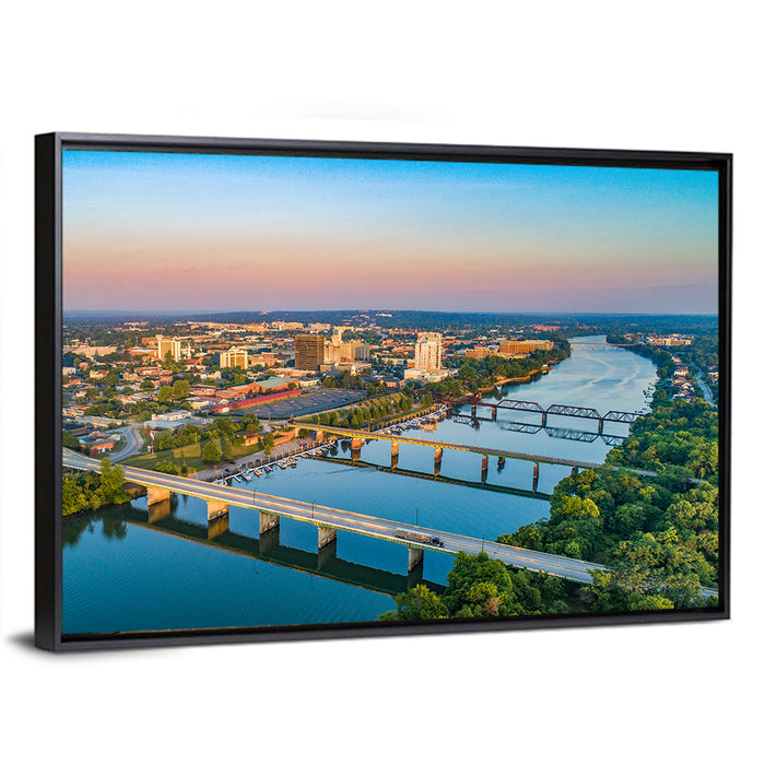 Augusta Savannah River Skyline Wall Art as a framed canvas
