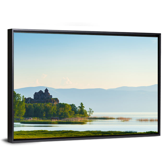 Sevanavank on Lake Sevan Wall Art as a framed canvas
