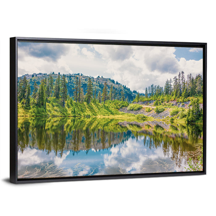 Highwood Lake Reflection Wall Art as a framed canvas