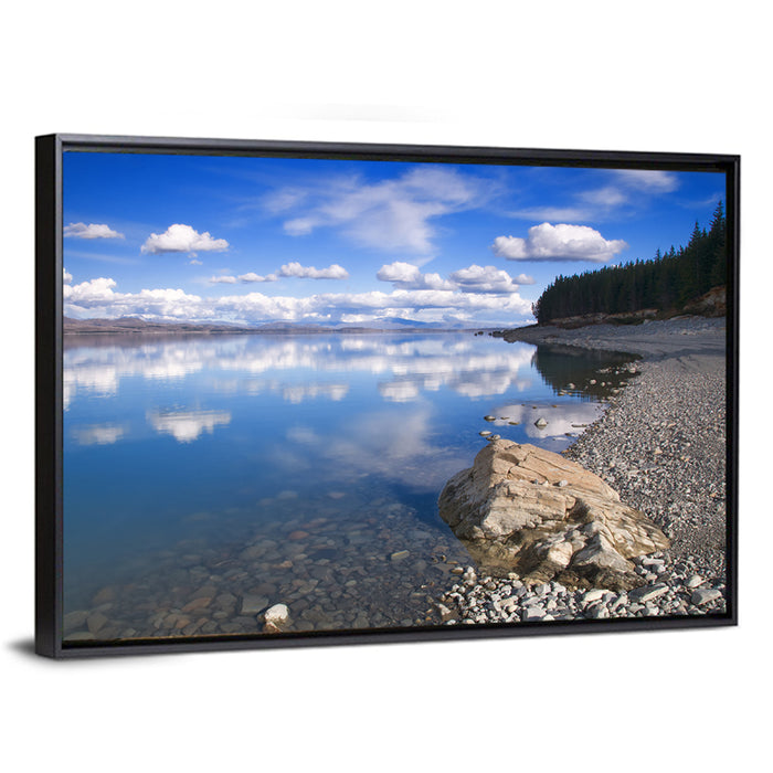 Pukaki Pebbled Shoreline Wall Art as a framed canvas