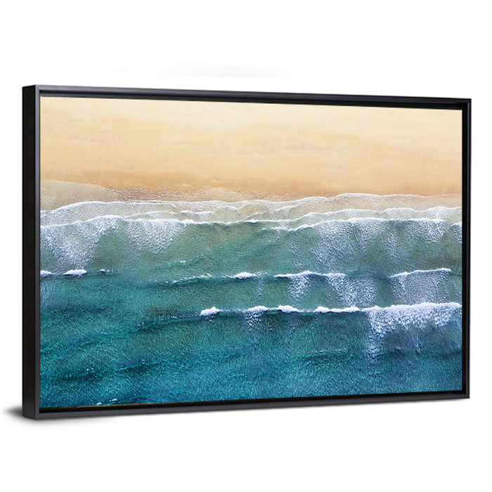 Calm Turquoise Beachscape Wall Art as a framed canvas