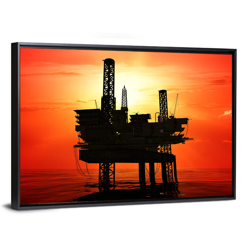 Oil Rig Silhouette Wall Art