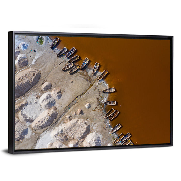 Salt Piles at Lake Retba Wall Art as a framed canvas