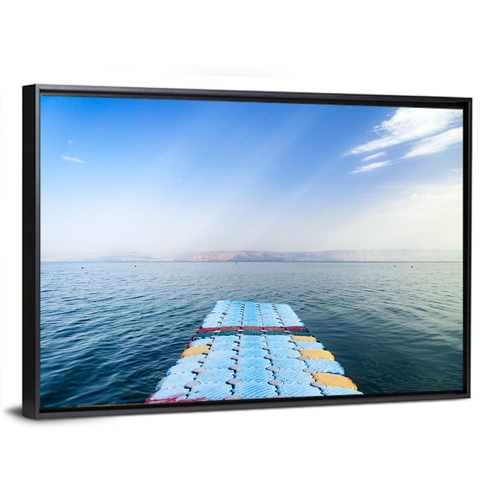 Galilee Floating Dock at Tiberias Wall Art as a framed canvas