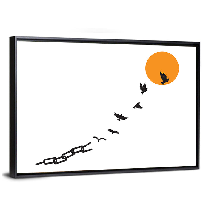 Broken Chain and Rising Sun Wall Art as a framed canvas