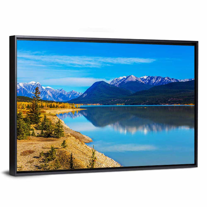 Abraham Lake Turquoise Reflection Wall Art as a framed canvas
