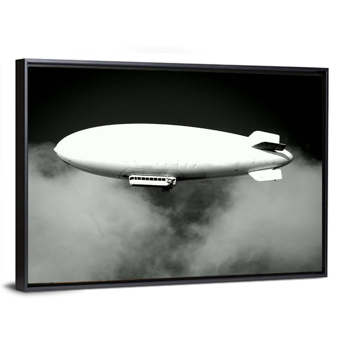 Dirigible Over Clouds Wall Art as a framed canvas
