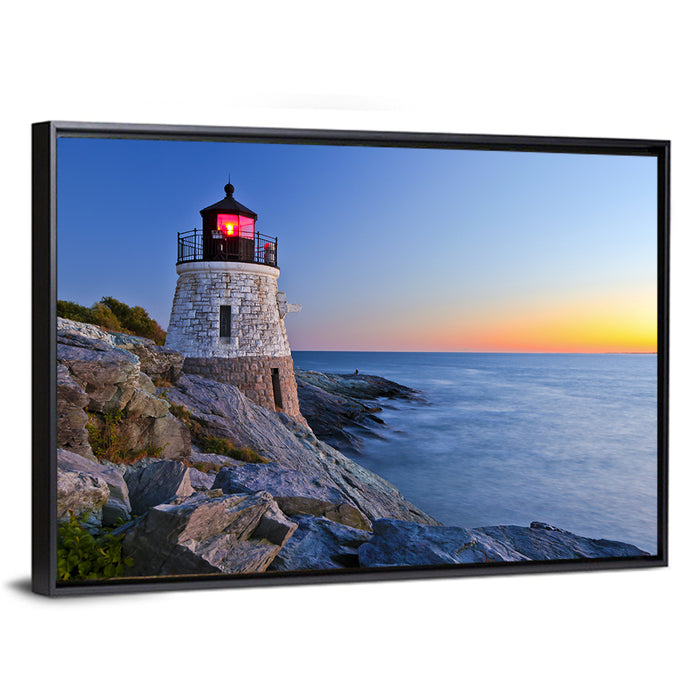 Castle Hill Lighthouse at Dusk Wall Art as a framed canvas