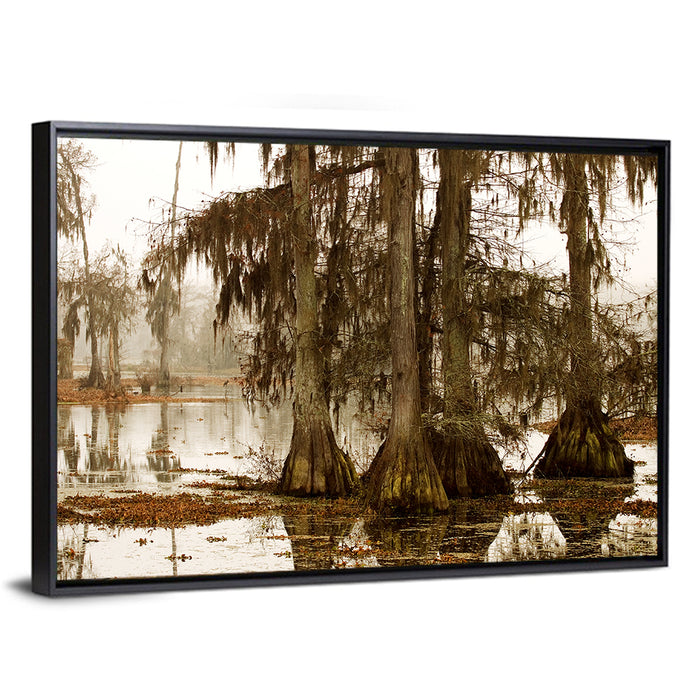 Lake Martin Cypress Morning Wall Art as a framed canvas