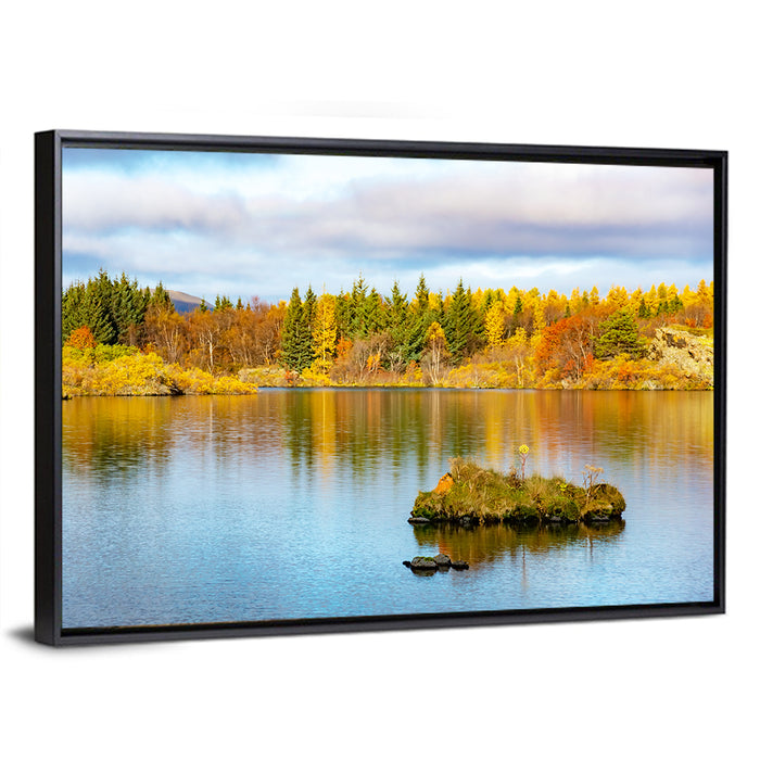 Autumn at Lake Myvatn Wall Art as a framed canvas