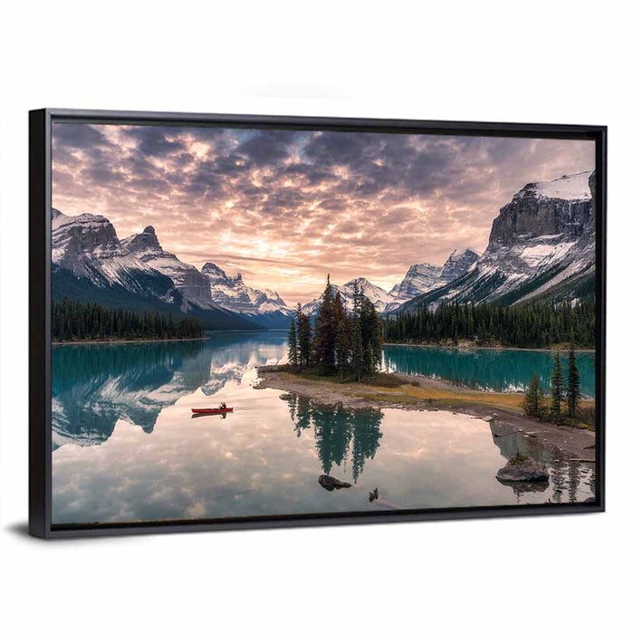 Spirit Island, Maligne Lake Wall Art as a framed canvas