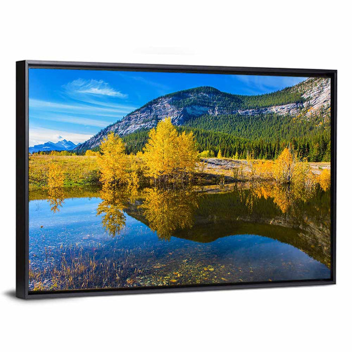 Abraham Lake Reflections Wall Art as a framed canvas