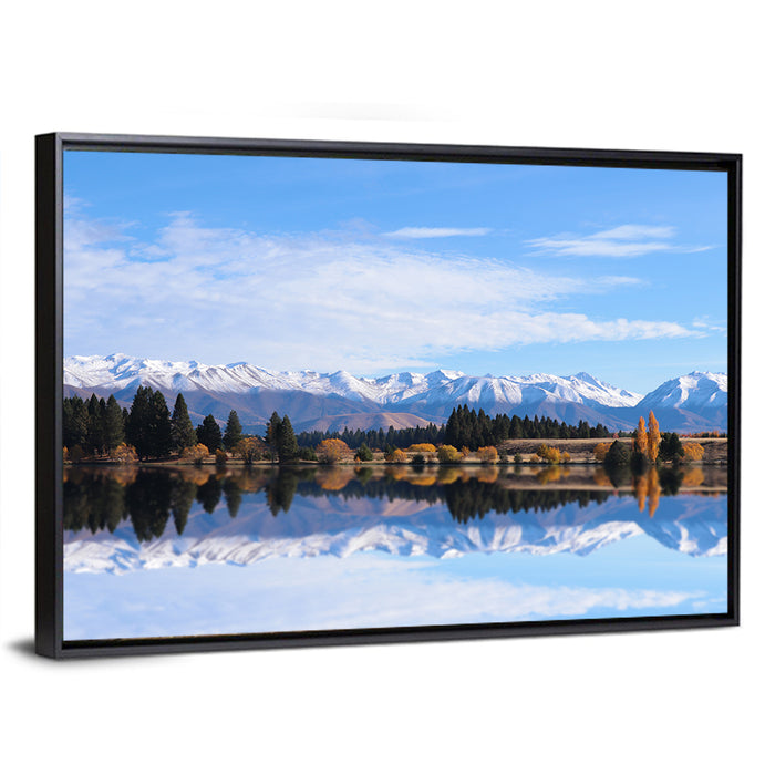 Ruataniwha Lake Reflection Wall Art as a framed canvas