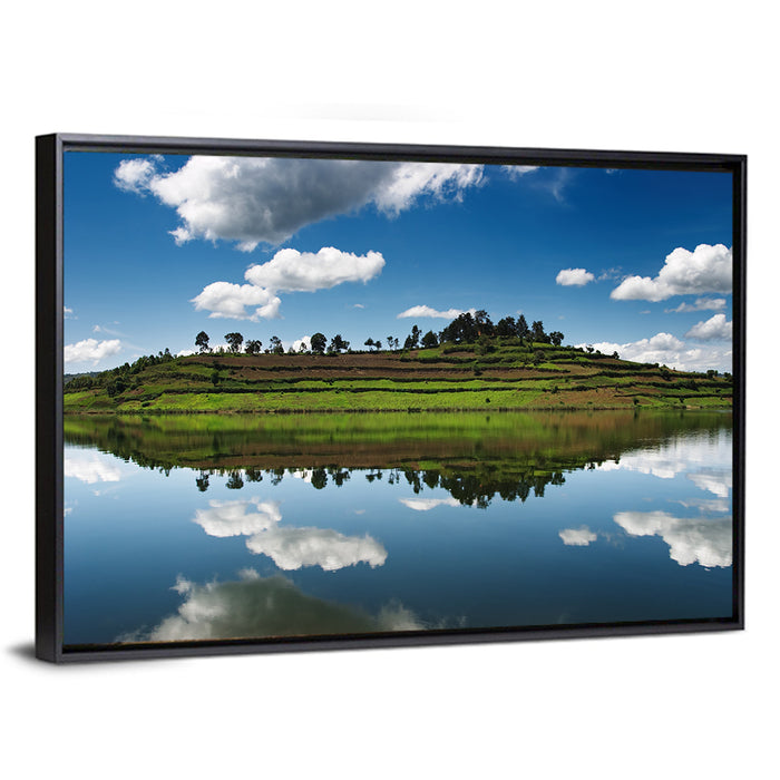 Bunyonyi Lake Reflection Wall Art as a framed canvas