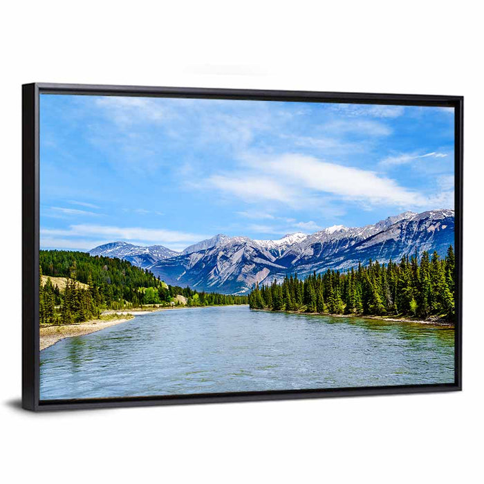 Athabasca River View Wall Art as a framed canvas
