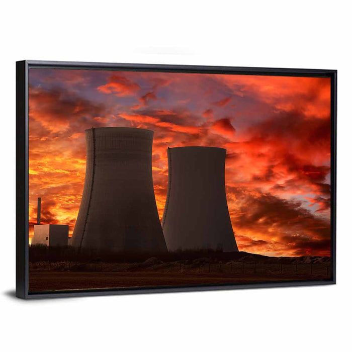 Cooling Towers at Sunset Wall Art as a framed canvas