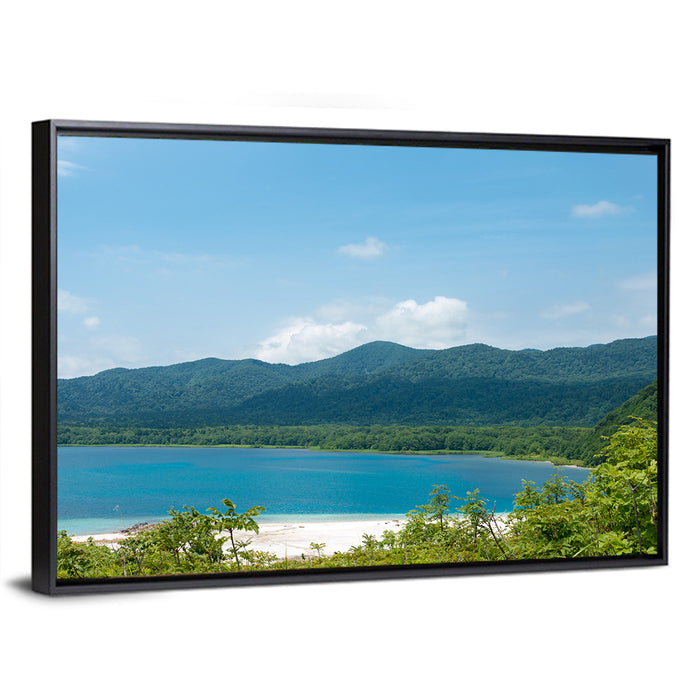 Usori Lake Shoreline Wall Art as a framed canvas