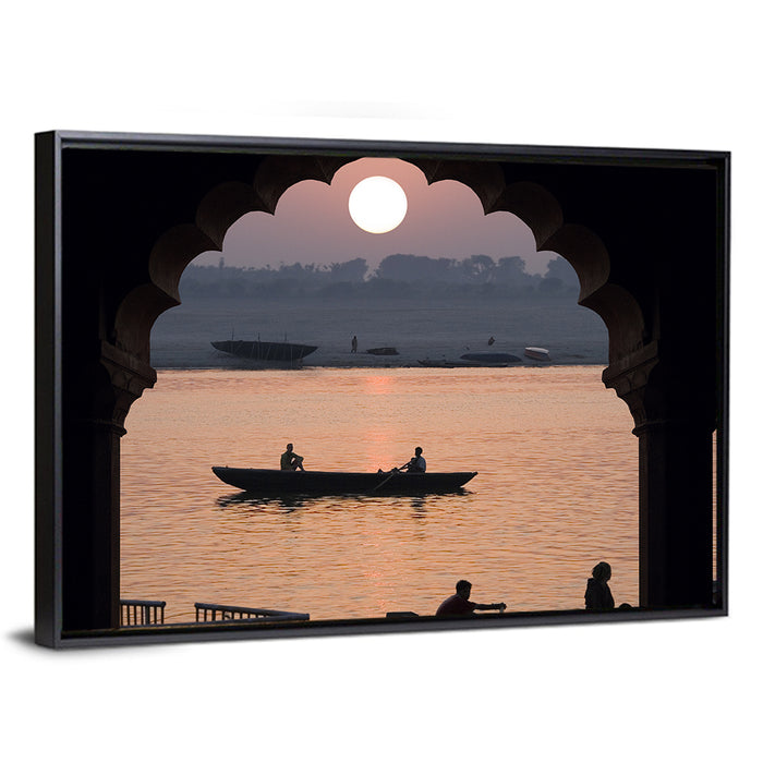 Arched Ganges Sunrise Wall Art as a framed canvas