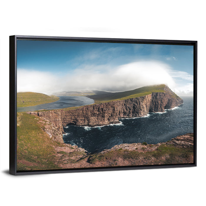 Traelanipa Cliffs, Sørvágsvatn Wall Art as a framed canvas