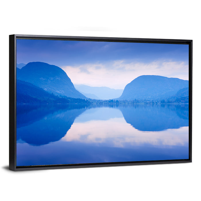 Lake Bohinj Morning Reflection Wall Art as a framed canvas