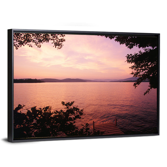 Lake Winnipesaukee Sunset Wall Art as a framed canvas