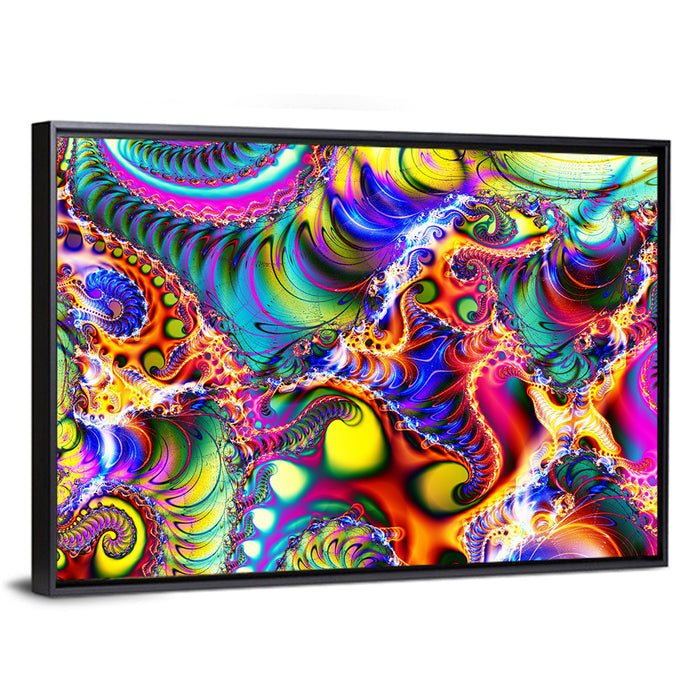 Chromatic Fractal Swirls Wall Art as a framed canvas