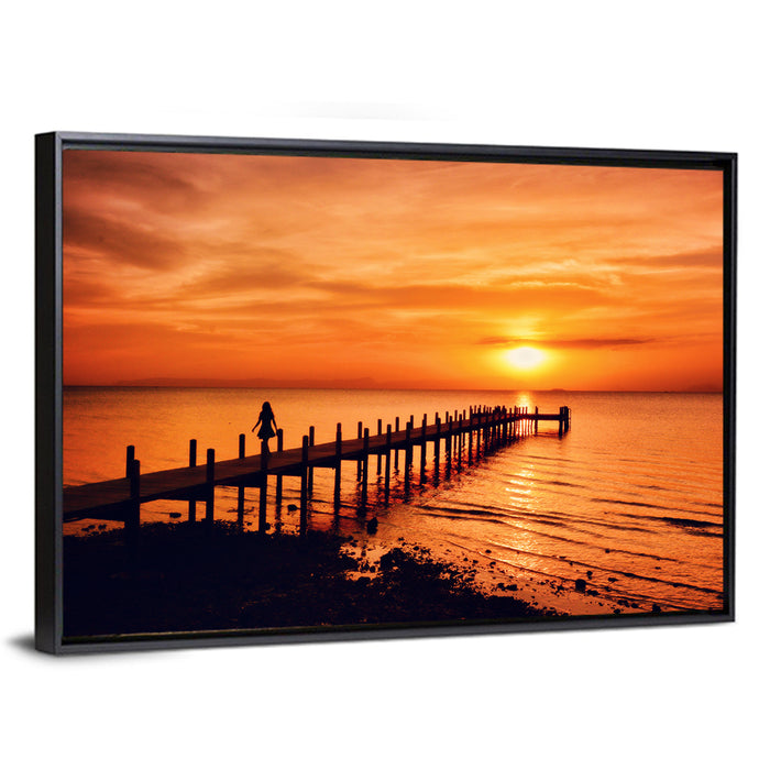 Kampot Pier at Sunset Wall Art as a framed canvas