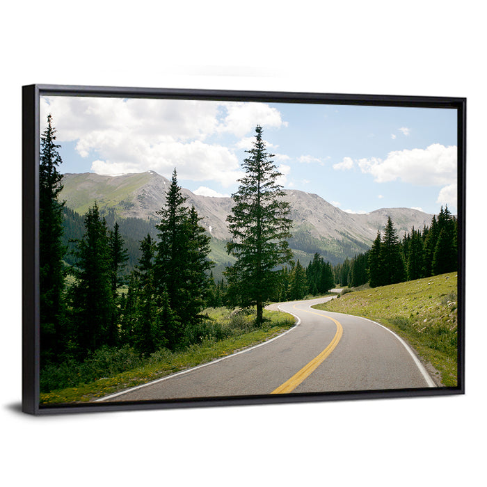 Colorado Mountain Road Wall Art as a framed canvas