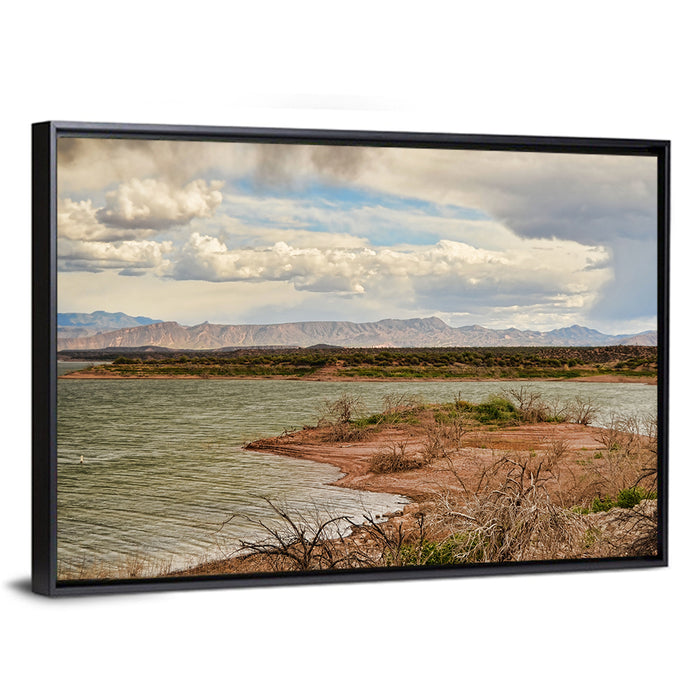 Roosevelt Lake Shoreline Wall Art as a framed canvas