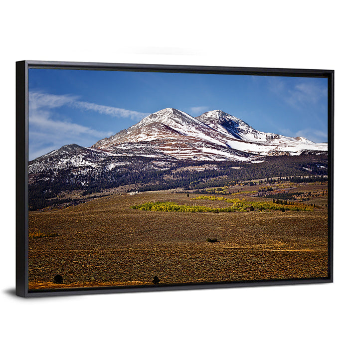 Sierra Nevada Snow Capped Peaks Wall Art as a framed canvas
