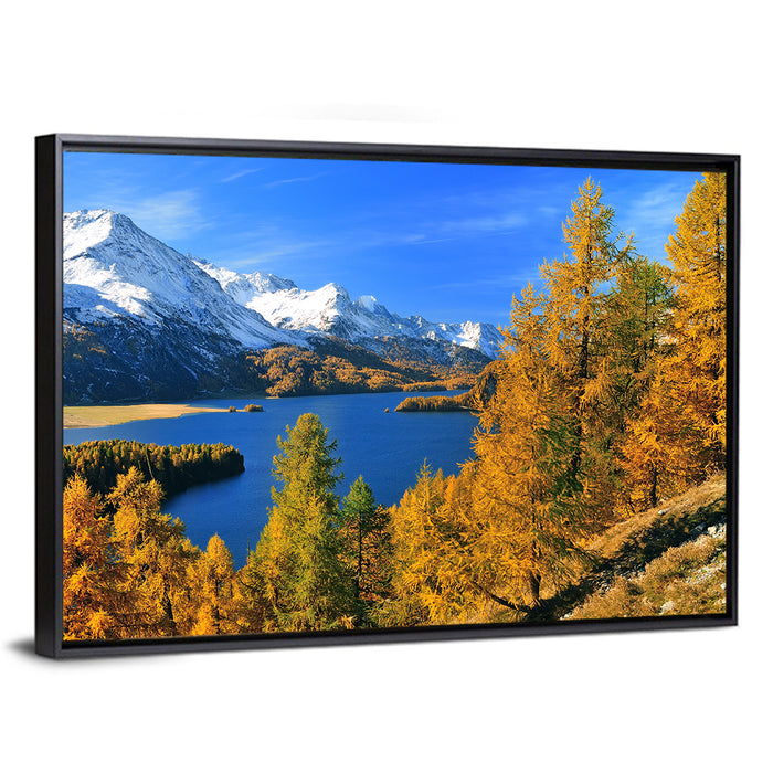 Silsersee Autumn Vista Wall Art as a framed canvas