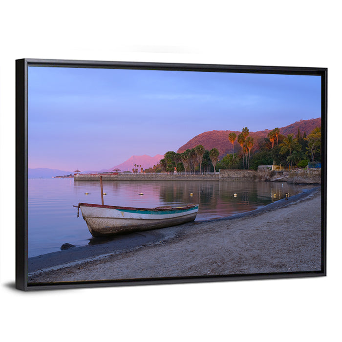 Lake Chapala Shoreline at Dusk Wall Art as a framed canvas