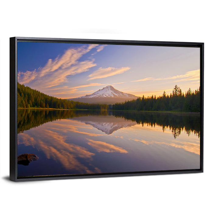 Mount Hood Reflection at Trillium Lake Wall Art as a framed canvas