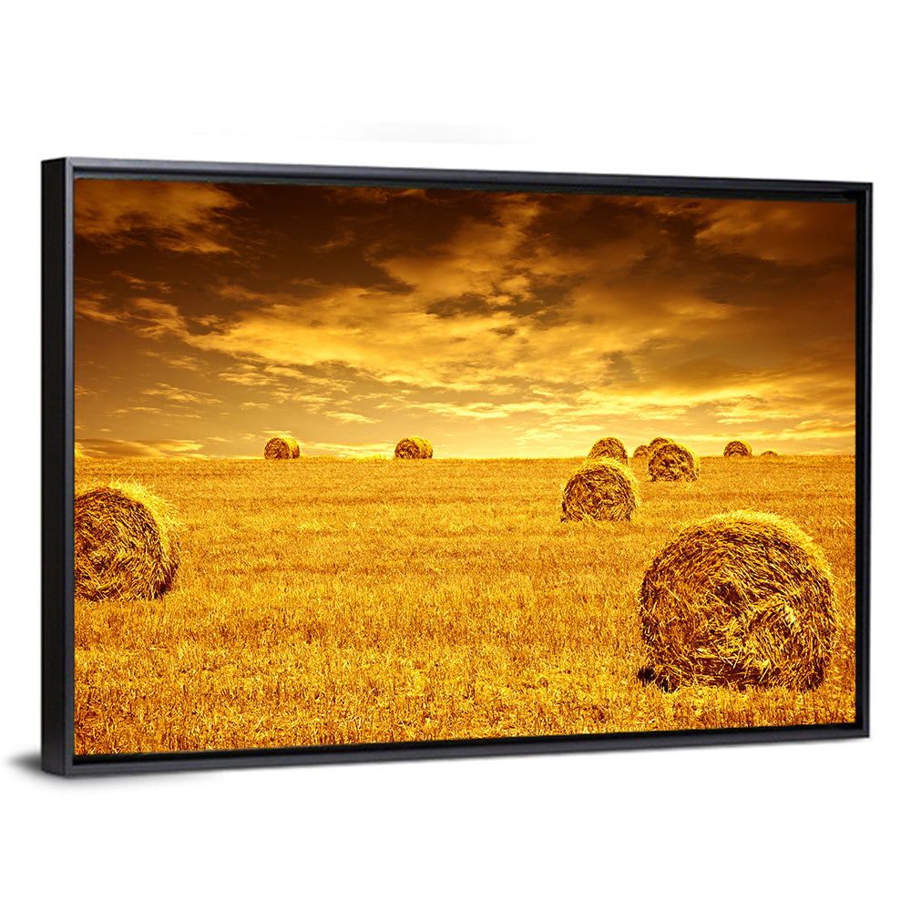Wheat Haystacks Field Wall Art