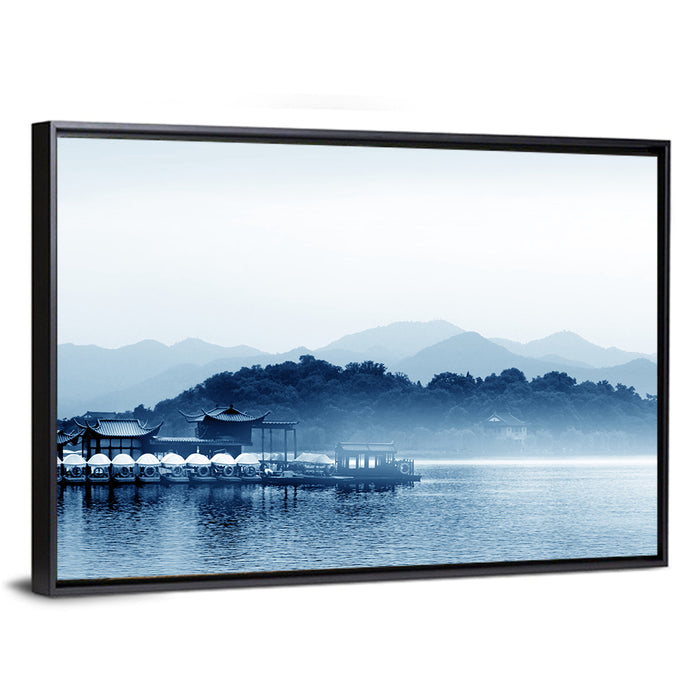 Hangzhou West Lake Wall Art as a framed canvas
