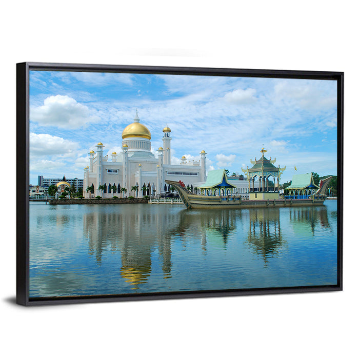 Sultan Omar Ali Saifuddien Mosque Wall Art as a framed canvas