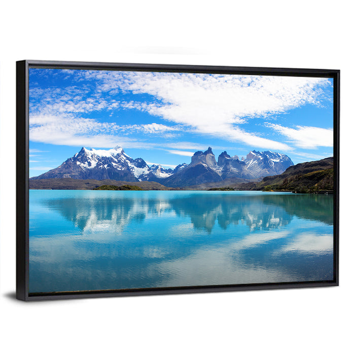 Torres Del Paine Reflection Wall Art as a framed canvas