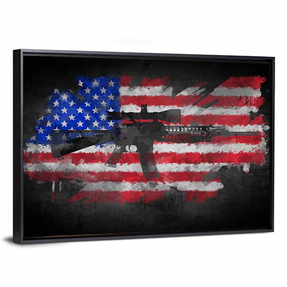 M16 on American Flag Wall Art