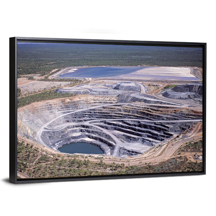 Aerial Open Pit Uranium Mine Wall Art as a framed canvas