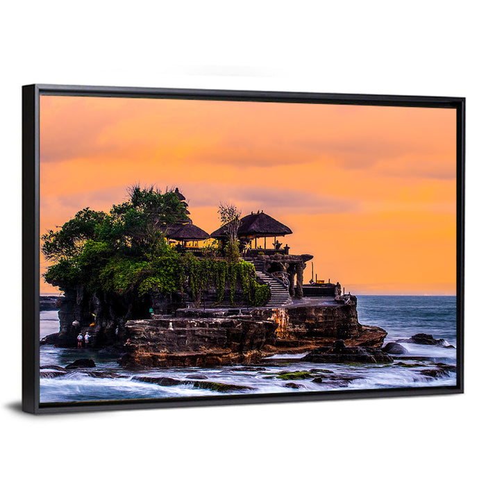 Tanah Lot Temple at Sunset Wall Art as a framed canvas