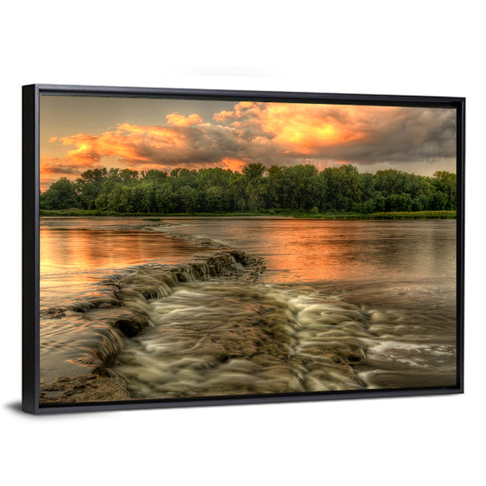 Maumee River Sunset Wall Art as a framed canvas