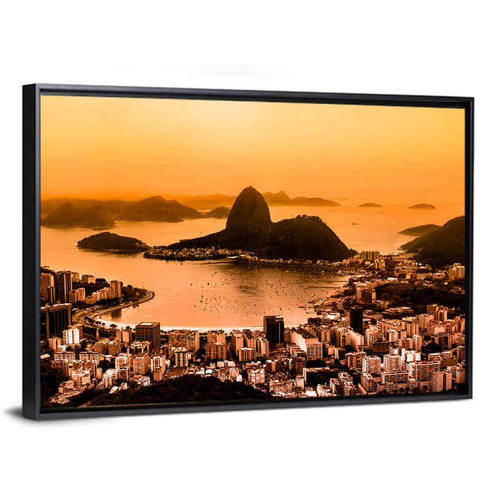 Sugarloaf Over Guanabara Bay Wall Art as a framed canvas