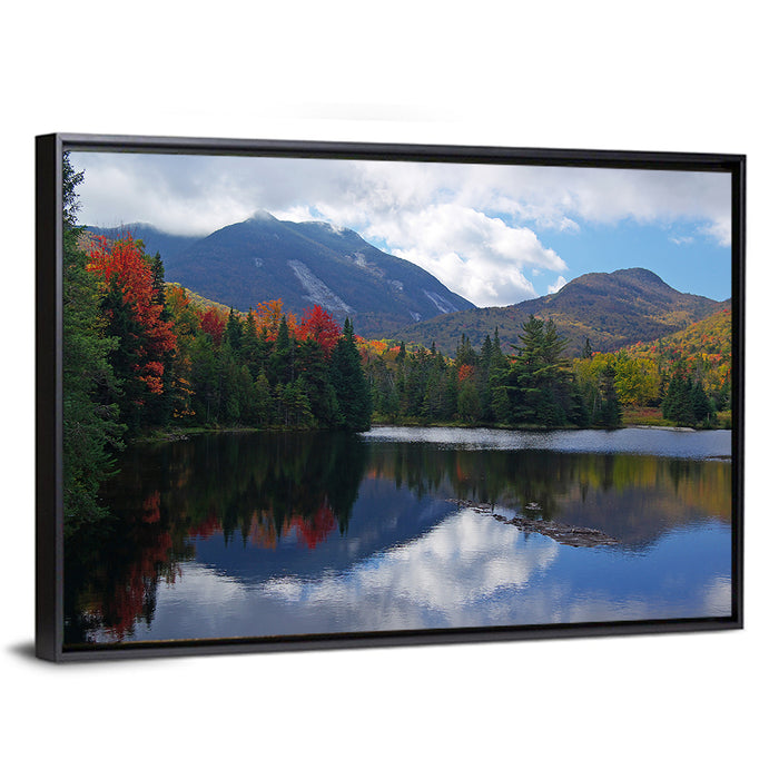 Adirondack Lake Reflection Wall Art as a framed canvas