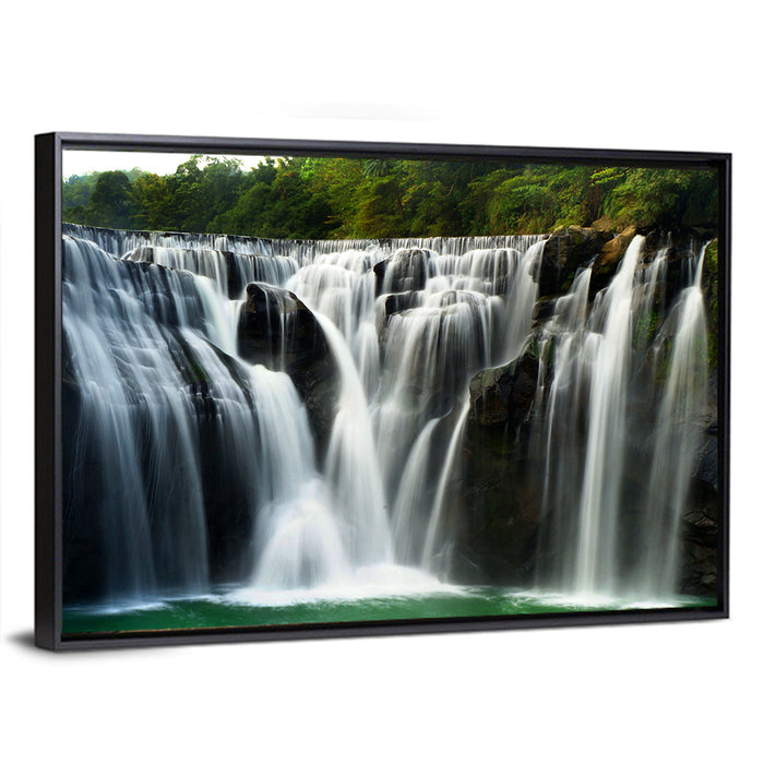 Shifen Waterfall Wall Art as a framed canvas