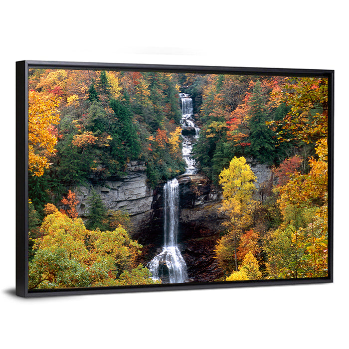 Raven Cliff Waterfall Wall Art as a framed canvas