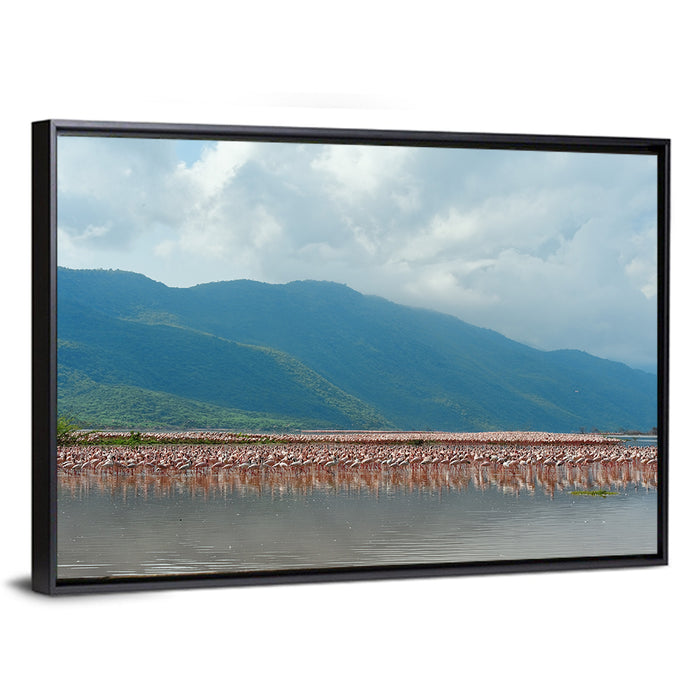 Flock of Flamingos at Lake Bogoria Wall Art as a framed canvas