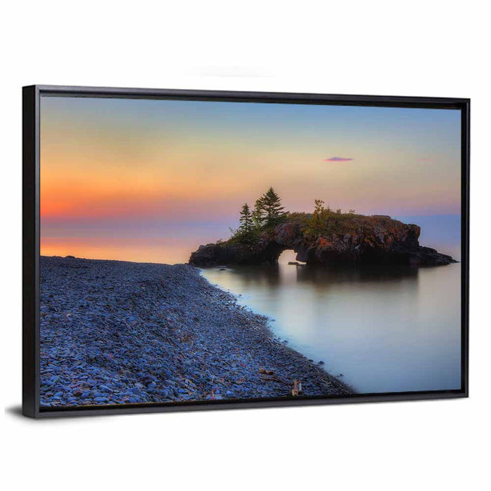 Lake Superior Sunrise Wall Art as a framed canvas