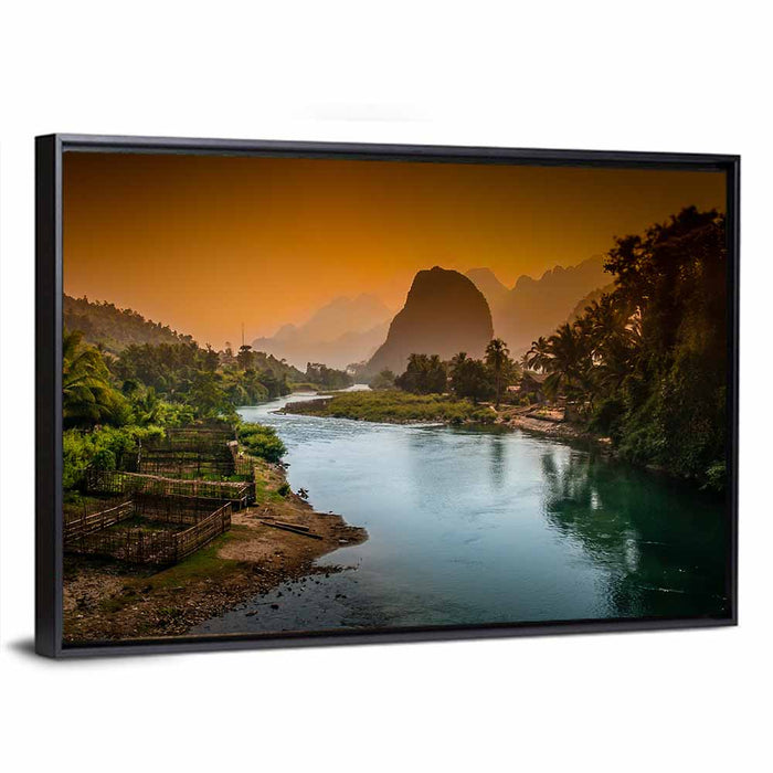 Nam Song River Wall Art as a framed canvas