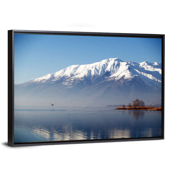 Lake Como Reflection Wall Art as a framed canvas